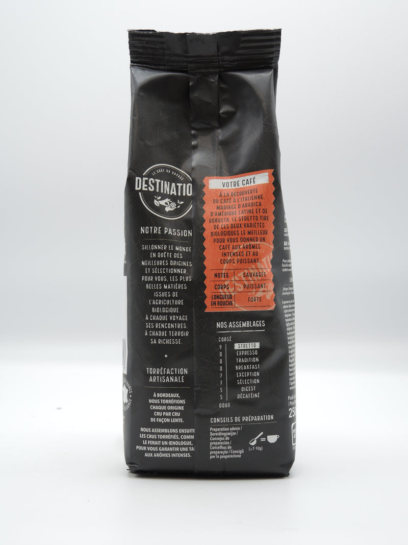 Stretto Arabica Robusta Bio - Moulu Filtre - 250g, Destination