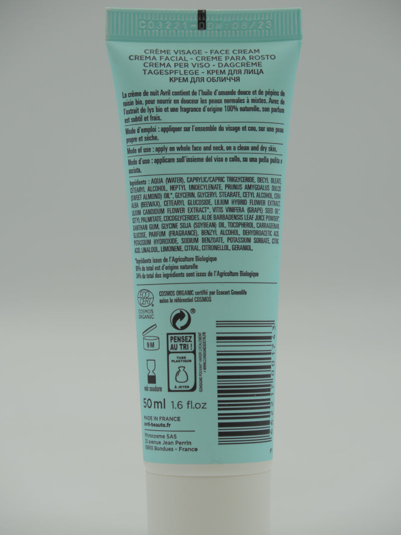 CRÈME DE NUIT PEAUX NORMALES & MIXTES 50ML, AVRIL