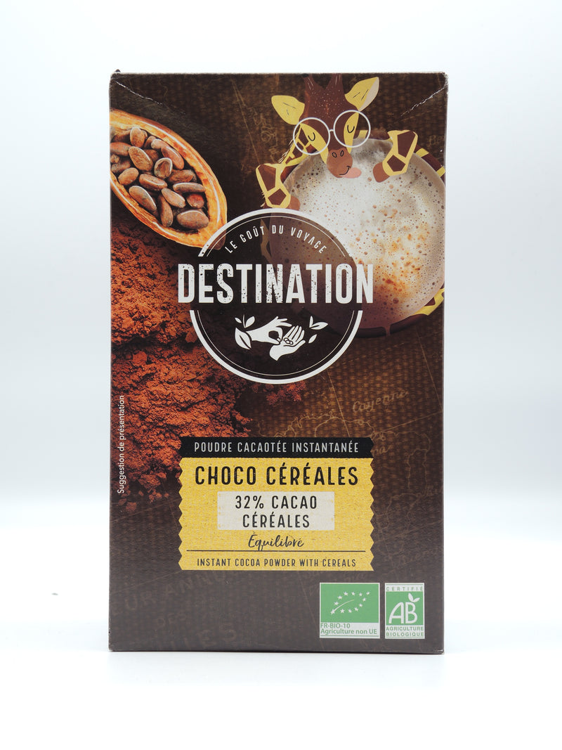 Poudre Cacaotée Instantanée bio Choco Céréales 32% cacao, Destination 800g