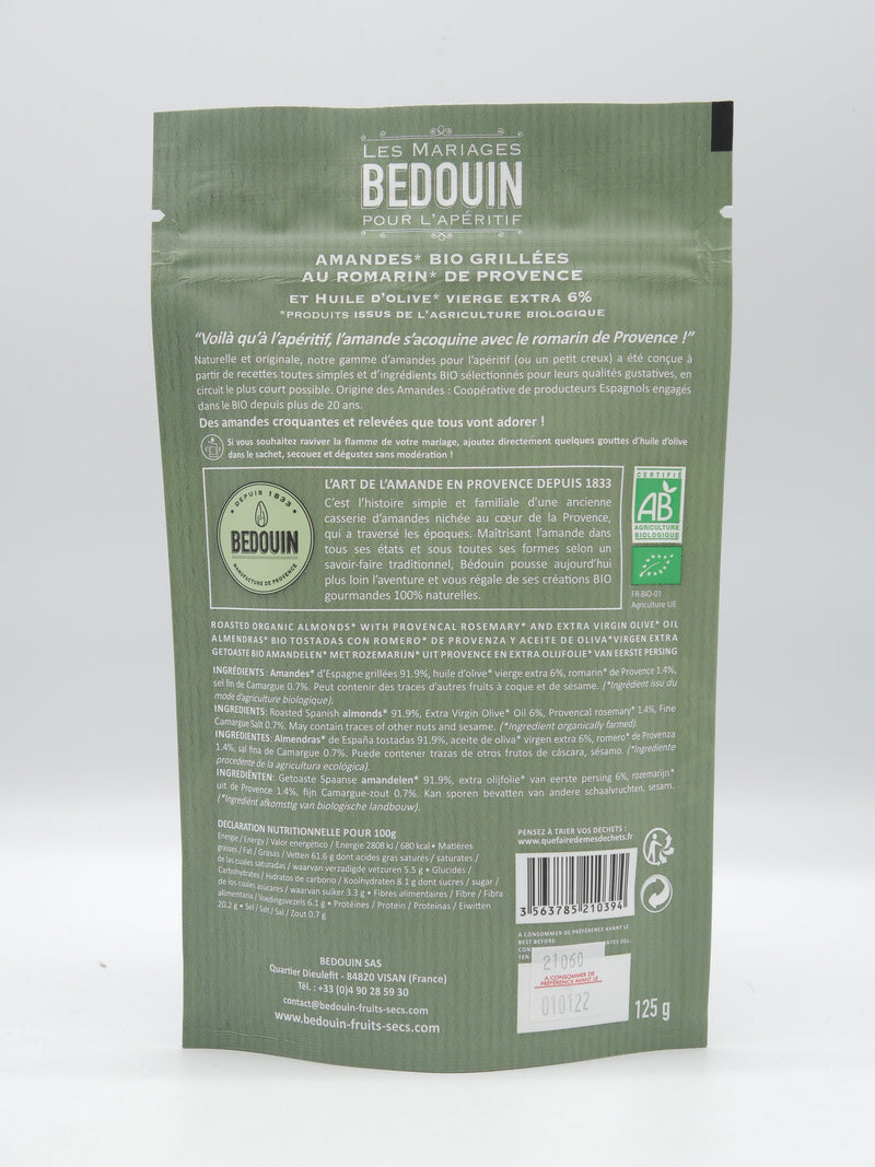 Amandes bio au romarin de Provence, 125g, Perl'Amande