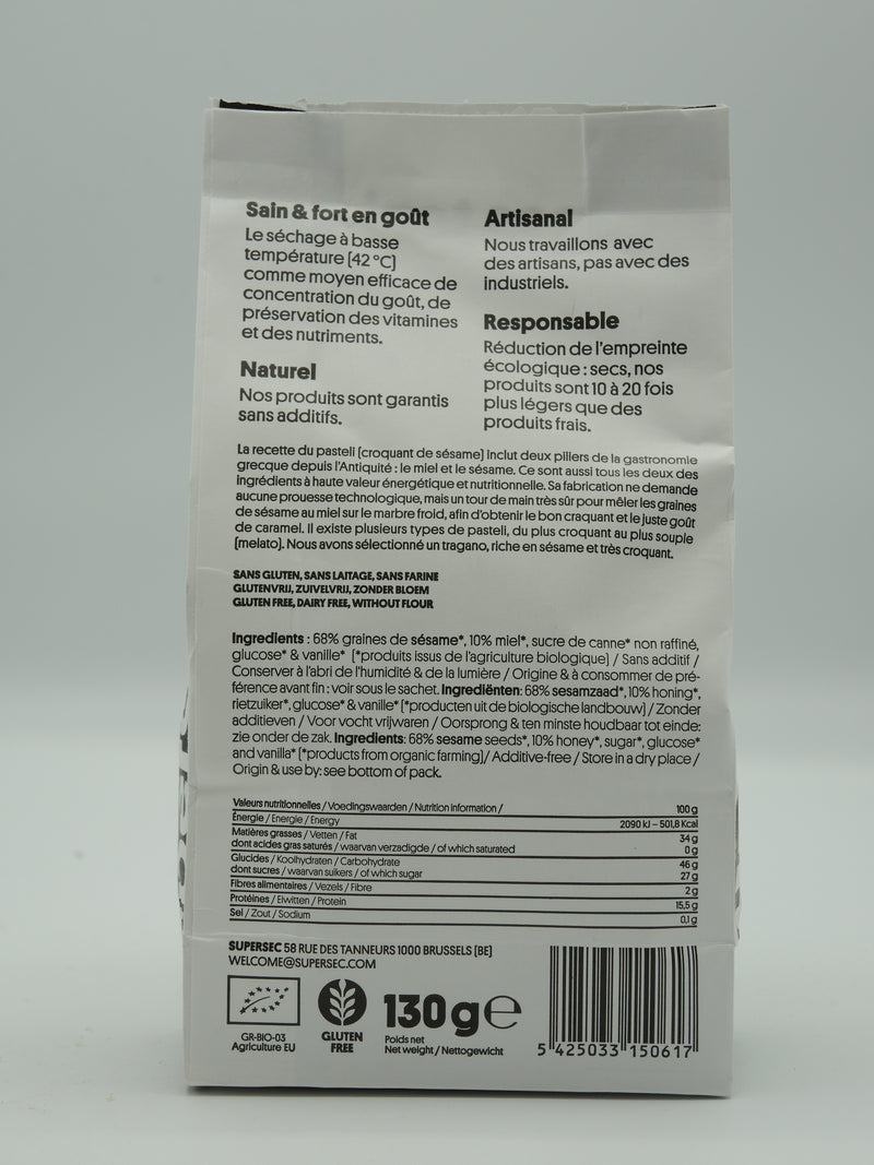 Croquants de sésame au miel de montagne, 130g, Supersec