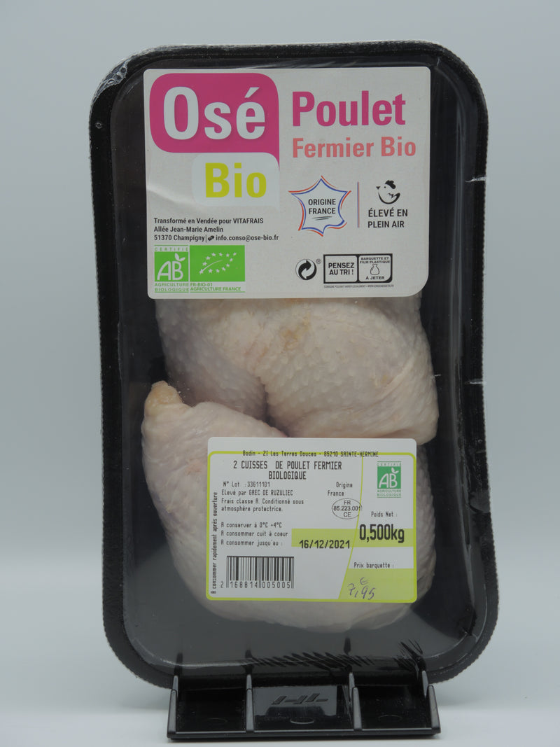 2 cuisses de poulet fermier bio, environ 700g Osé bio