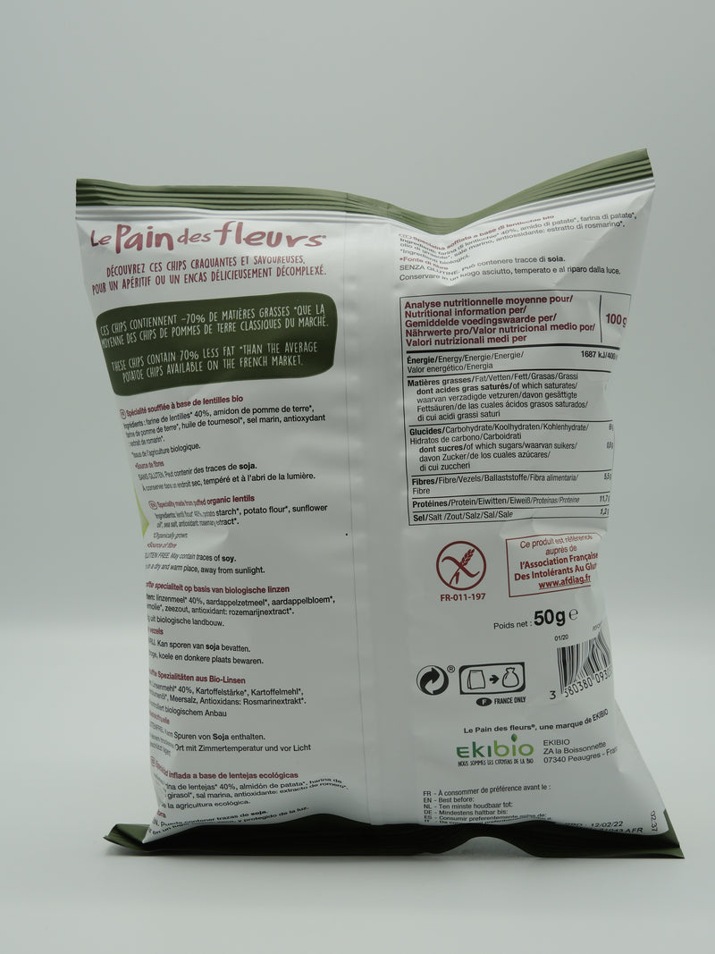 Chips Bio aux Lentilles, 50g, le Pain des Fleurs