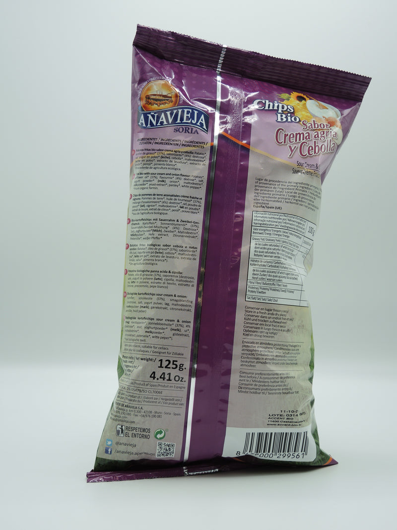 Chips bio crème – oignons, 125g, Anavieja