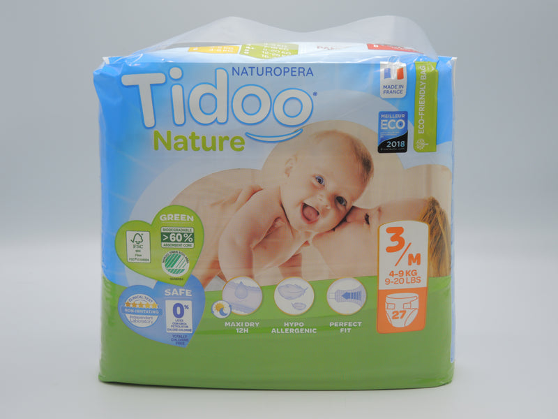 Couches écologiques, taille 3/M, 4-9kg, 27 couches, Tidoo