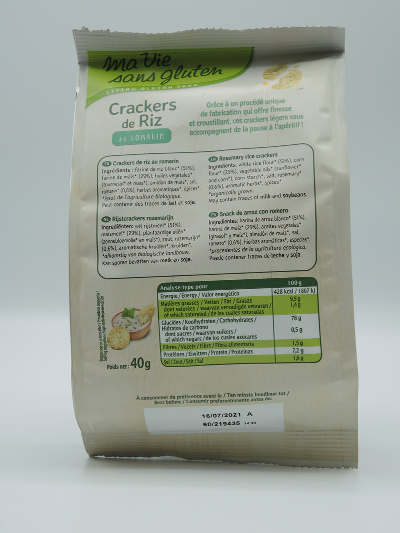 Crackers de riz au romarin, 40g, ma Vie sans Gluten