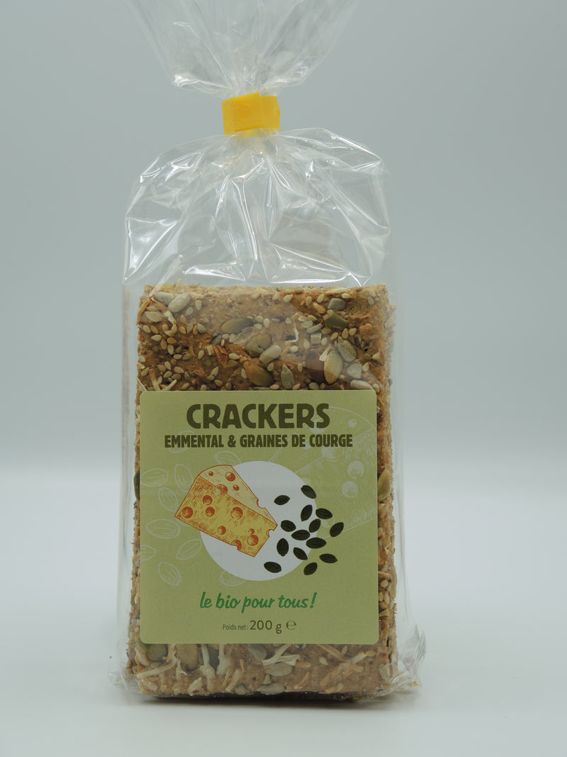 Crackers emmental et graines de courge, 200g, le Bio pour tous