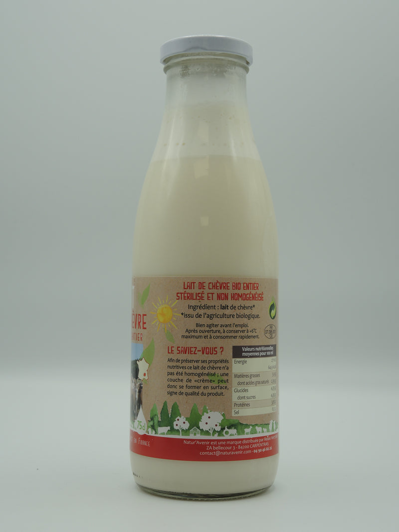Lait de chèvre entier, 75cl, Natur'avenir