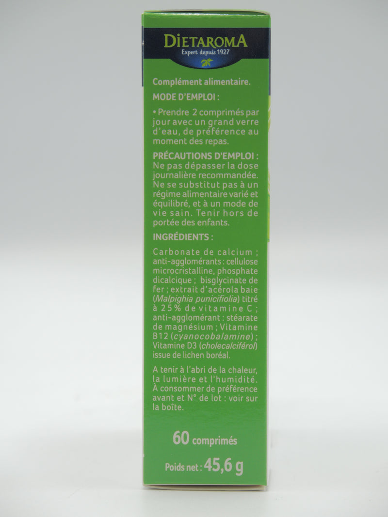 MIX B12 - FER - D3 - CALCIUM - VITAMINE C, 60 comprimés, Dietaroma