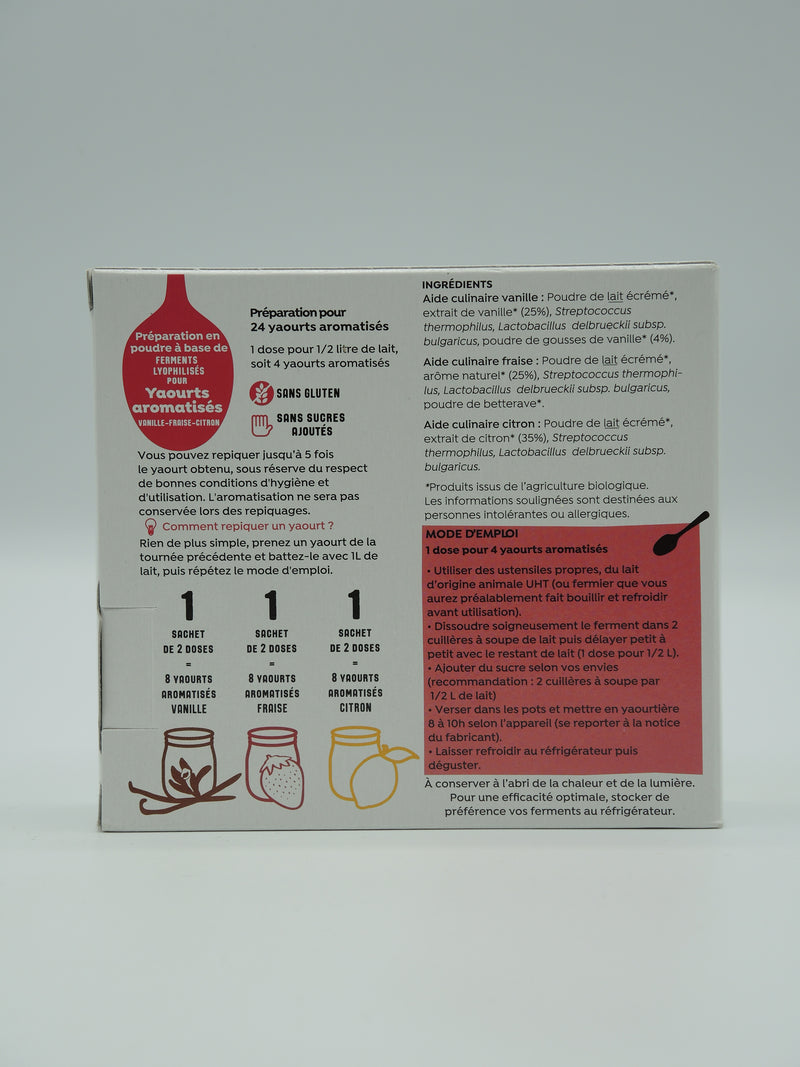 Ferments lyophilisés pour yaourts aromatisés, 6 doses, Natali