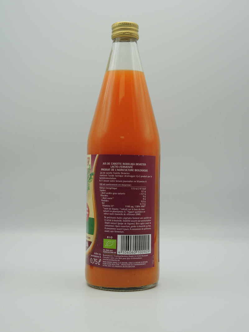 Jus de carotte Rodelika lacto-fermenté, 75cl, BEUTELSBACHER