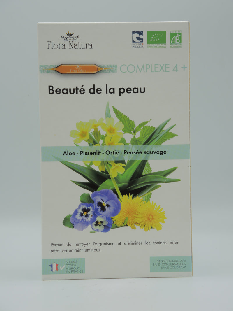Complexe 4+ Beauté de la peau, 20 ampoules, Flora Natura
