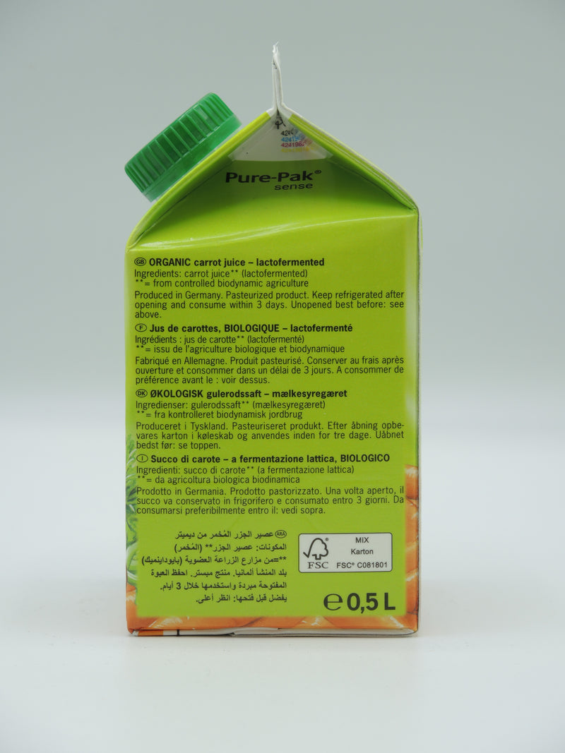 Jus de carotte lacto-fermenté, 0,5l, Voelkel