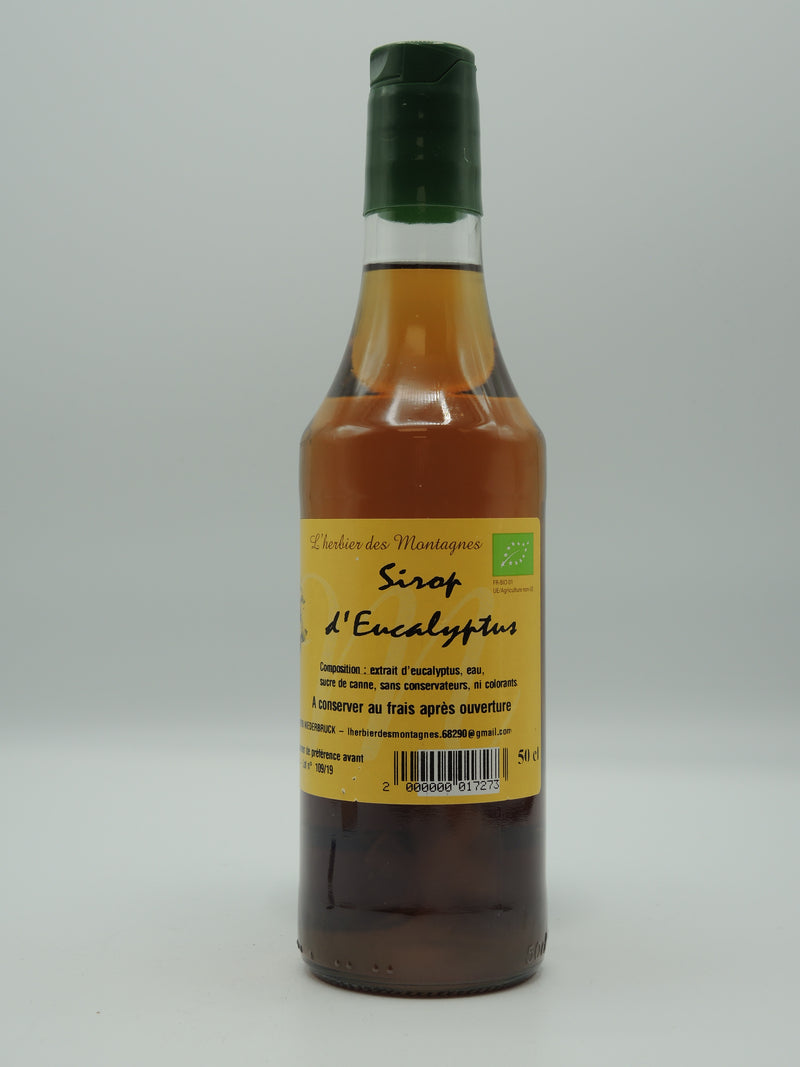 Sirop d'eucalyptus artisanal Bio, 50cl, l'Herbier des Montagnes, origine Alsace
