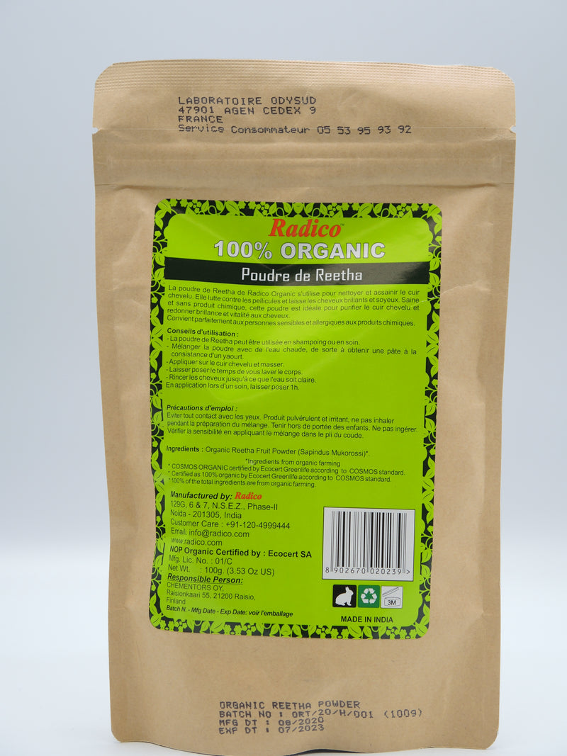 Poudre de REETHA, assainit & lutte contre les pellicules, 100g, Radico