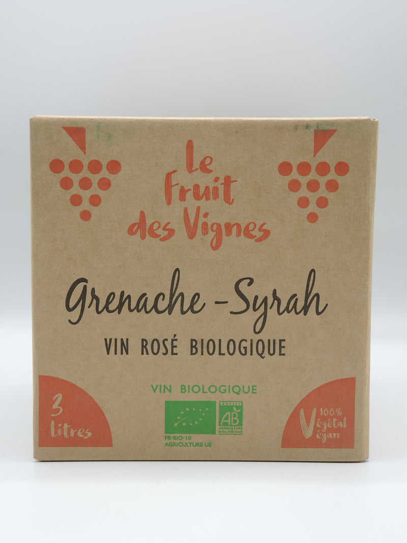 Vin Rosé Bio Grenache-Syrah Bib 3 litres Le Fruit des Vignes