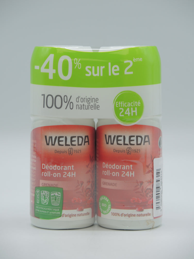 Déodorant roll-on 24h Grenade, 2x50ml, Weleda