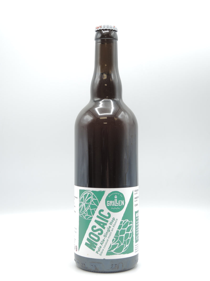 Bière Blonde Bio Artisanale Mosaic 75cl, Pale Ale-Single Hop, Brasserie du Grillen d'Alsace