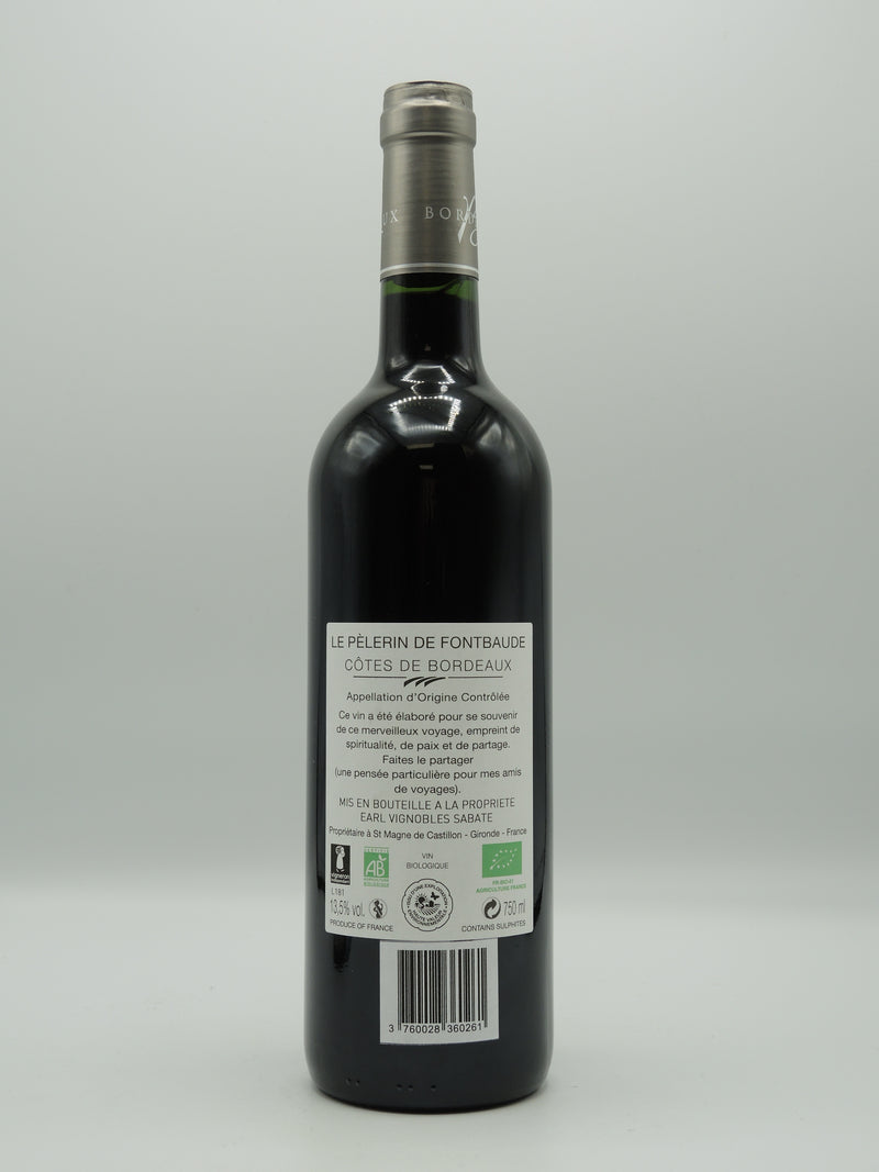 Vin Rouge Bio AOC Cotes de Bordeaux 2018, Cuvée Le Pèlerin de Fontbaude, Château Fontbaude