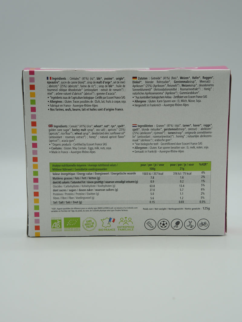 6 Barres de céréales, abricots, Biosoleil