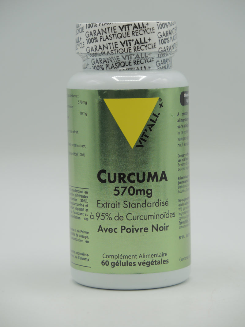 Curcuma 570mg avec Poivre Noir, 60 gélules, Vit'all+