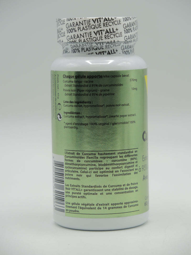 Curcuma 570mg avec Poivre Noir, 60 gélules, Vit'all+