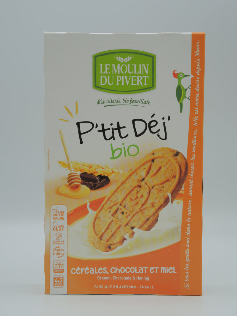 P’TIT DÉJ’ BIO Céréales, chocolat et miel, 190g, le Moulin du Pivert