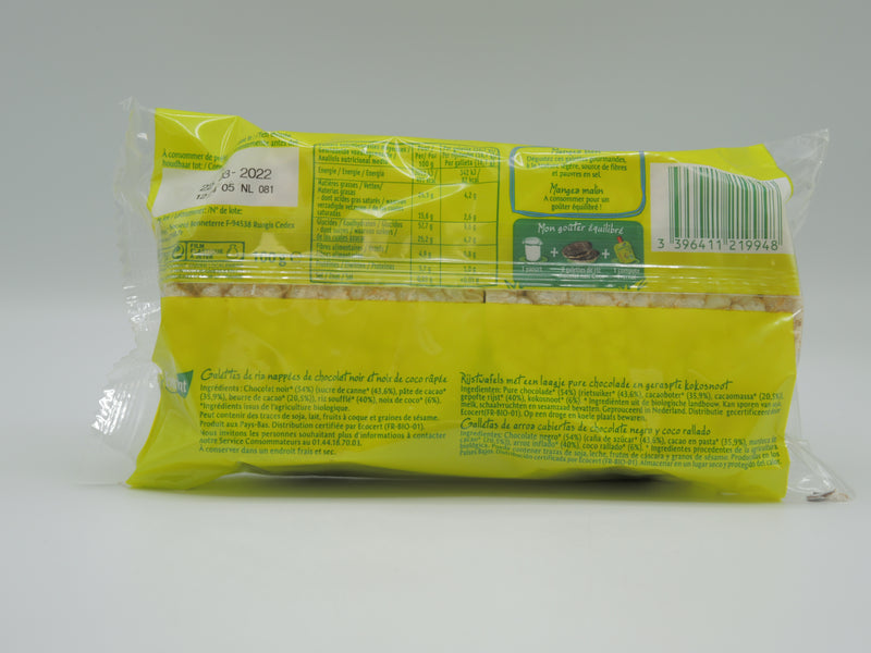 GALETTES DE RIZ NAPPÉES CHOCOLAT NOIR COCO, 100g, Evernat