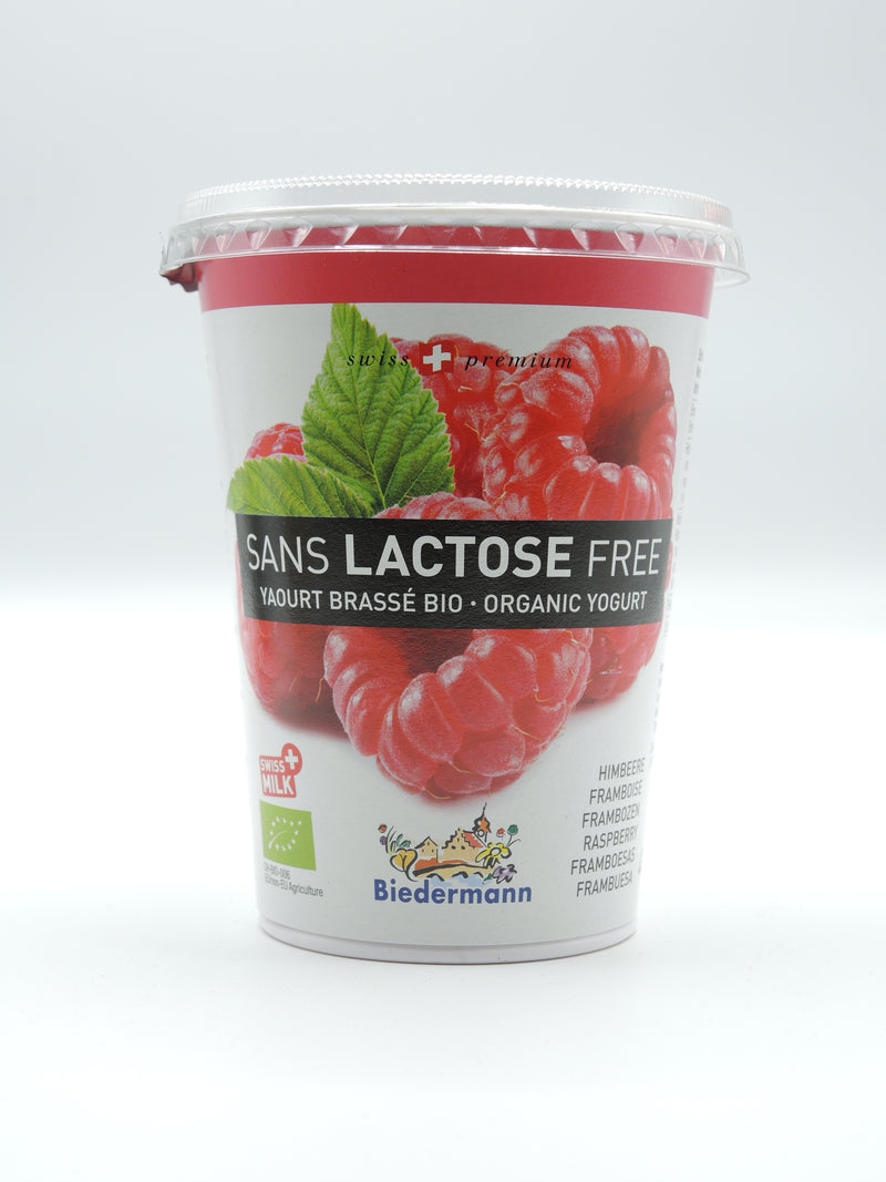 Yaourt brassé framboise, sans lactose, 400g, Biedermann