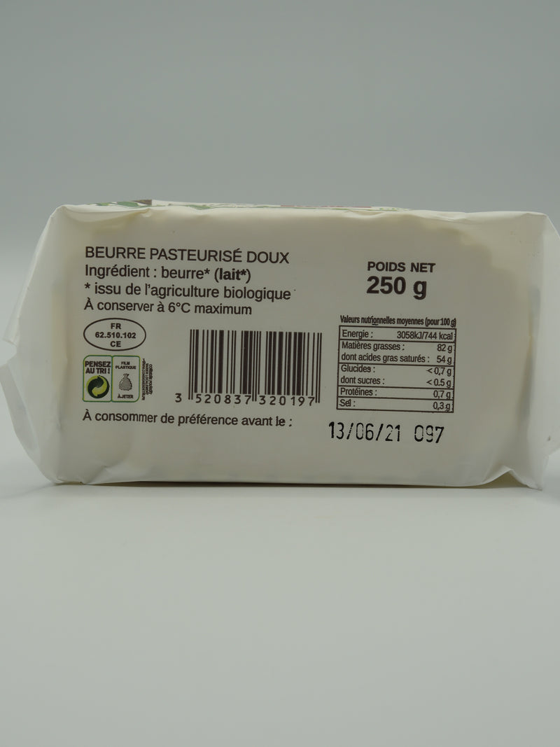 Beurre moulé doux, 250g, Natur'avenir
