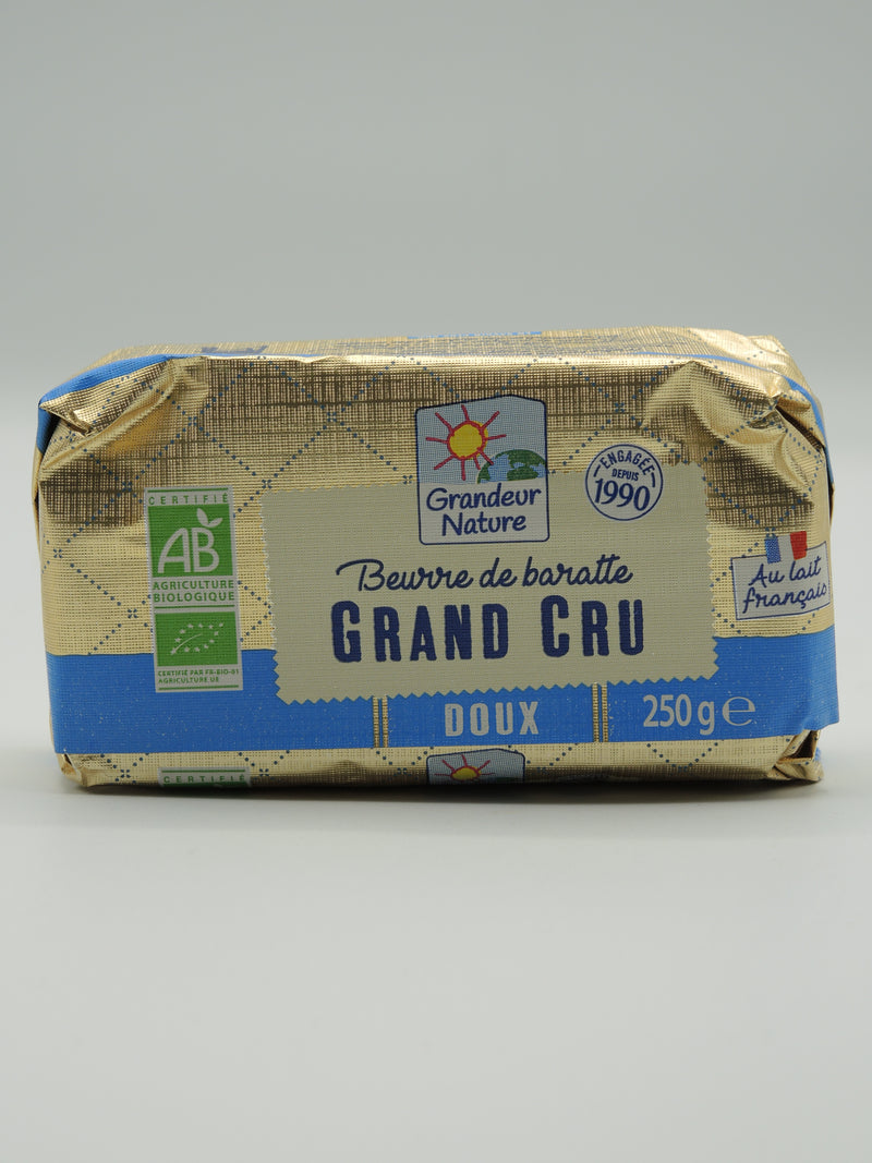 Beurre de baratte cru doux, 250g, Grandeur nature