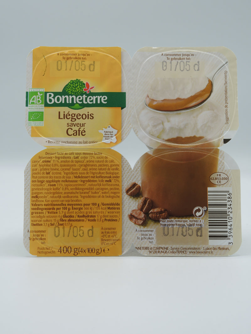 Liégeois saveur café, 4x100g, Bonneterre