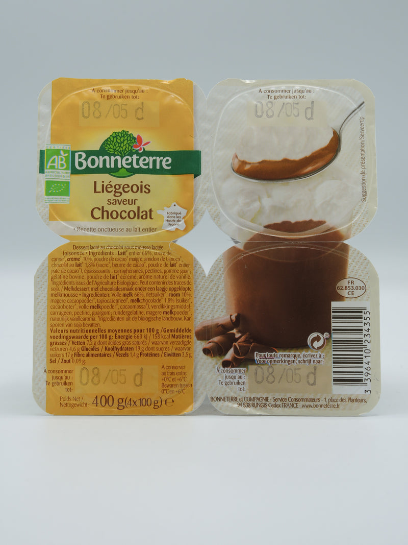 Liégeois saveur chocolat, 4x100g, Bonneterre
