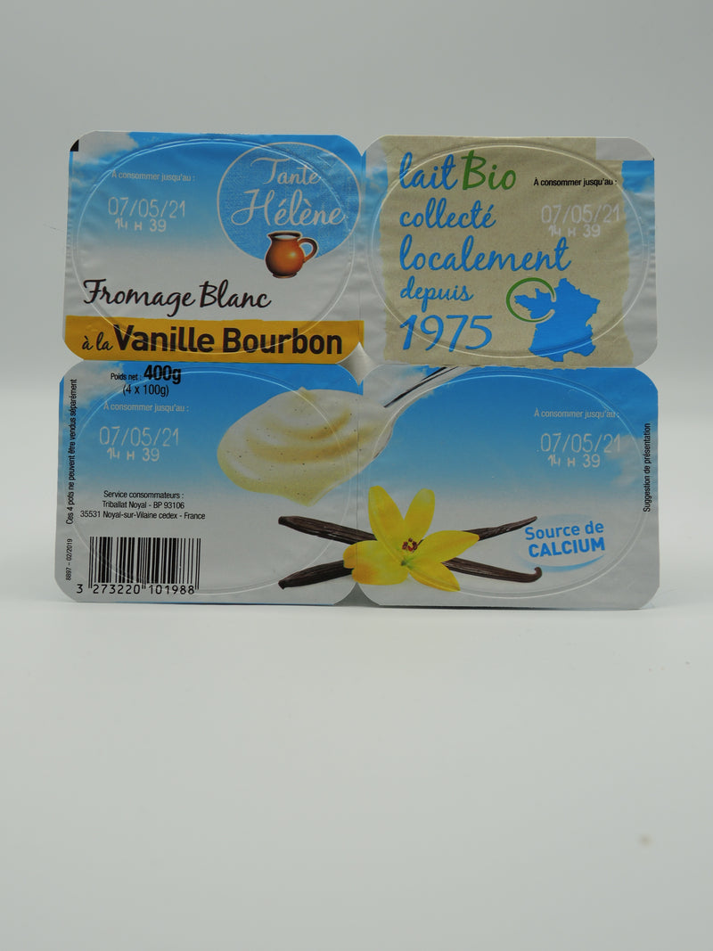 Fromage blanc à la vanille Bourbon, 4x100g, Tante Hélène