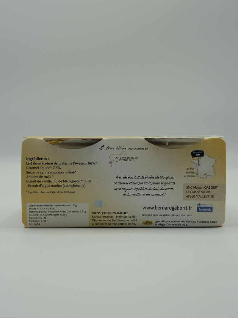Flan vanille au lait de brebis nappé de caramel, 4x100g, Gaborit