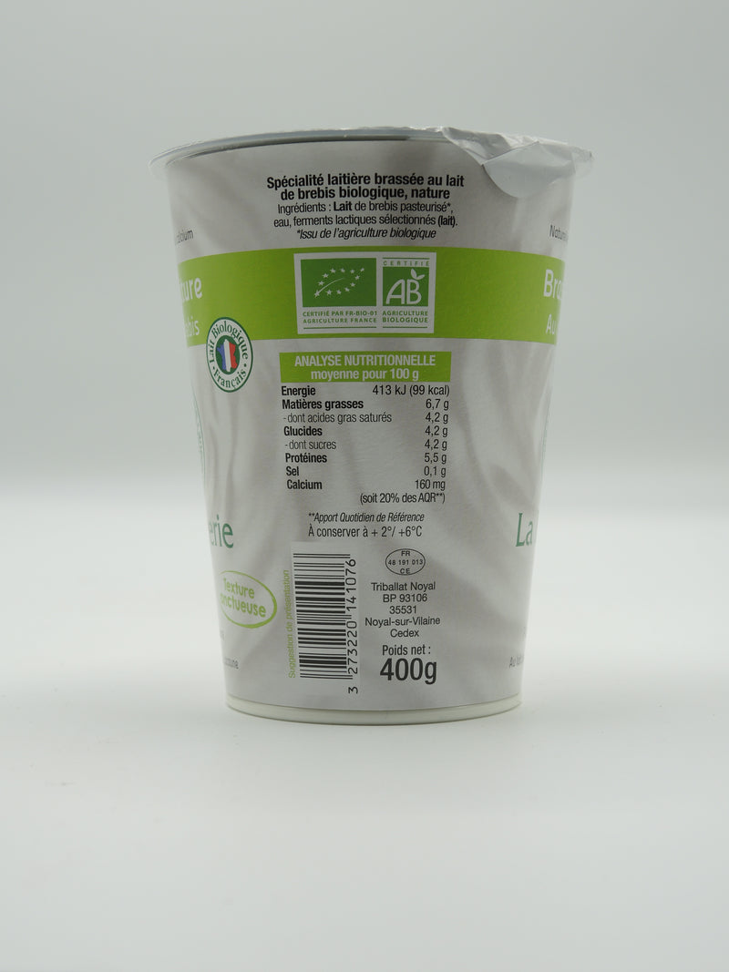 Brassé nature au lait de brebis, 400g, La Bergerie