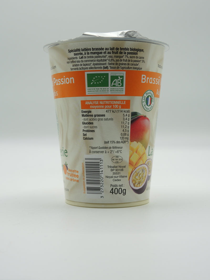Brassé mangue-passion au lait de brebis, 400g, La Bergerie
