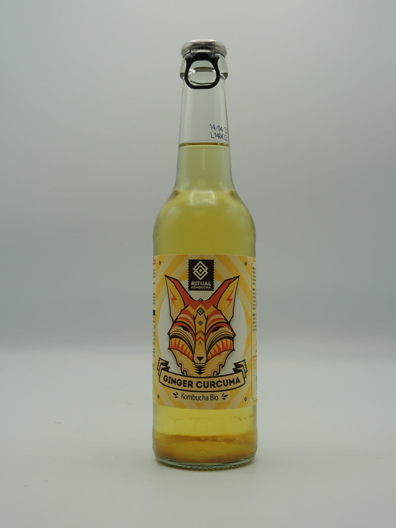 Kombucha Bio Gingembre-Curcuma, 33cl, R-Kombucha origine Alsace