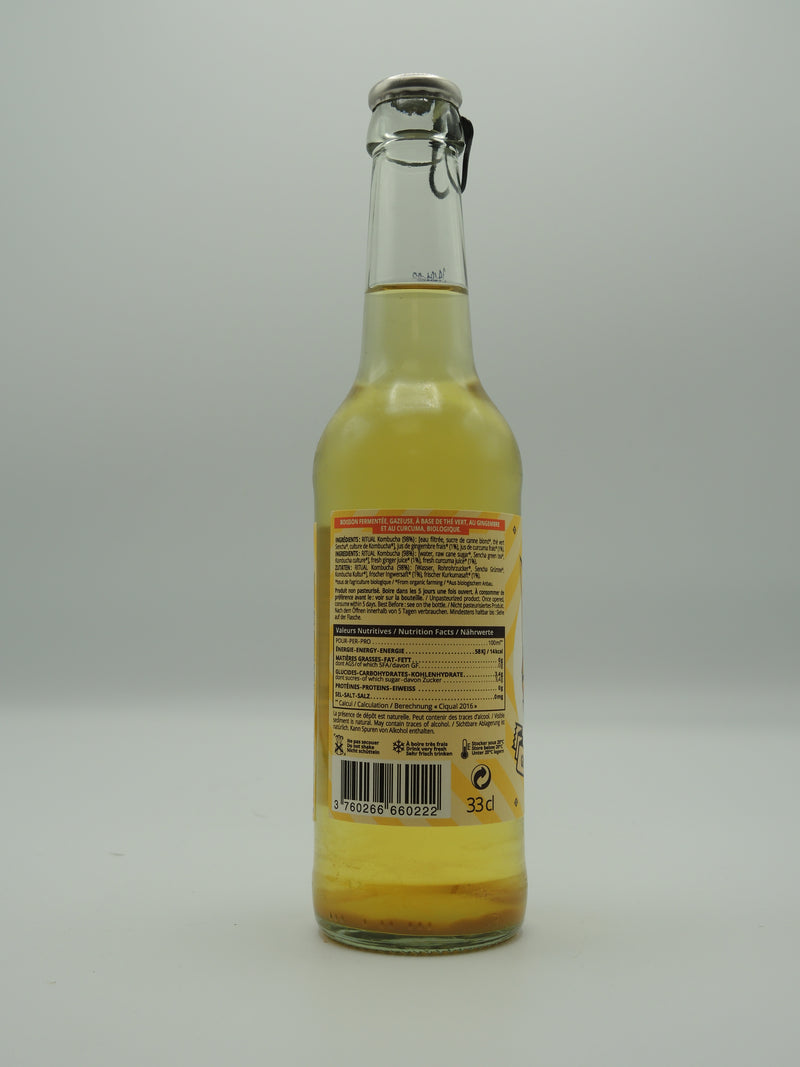 Kombucha Bio Gingembre-Curcuma, 33cl, R-Kombucha origine Alsace
