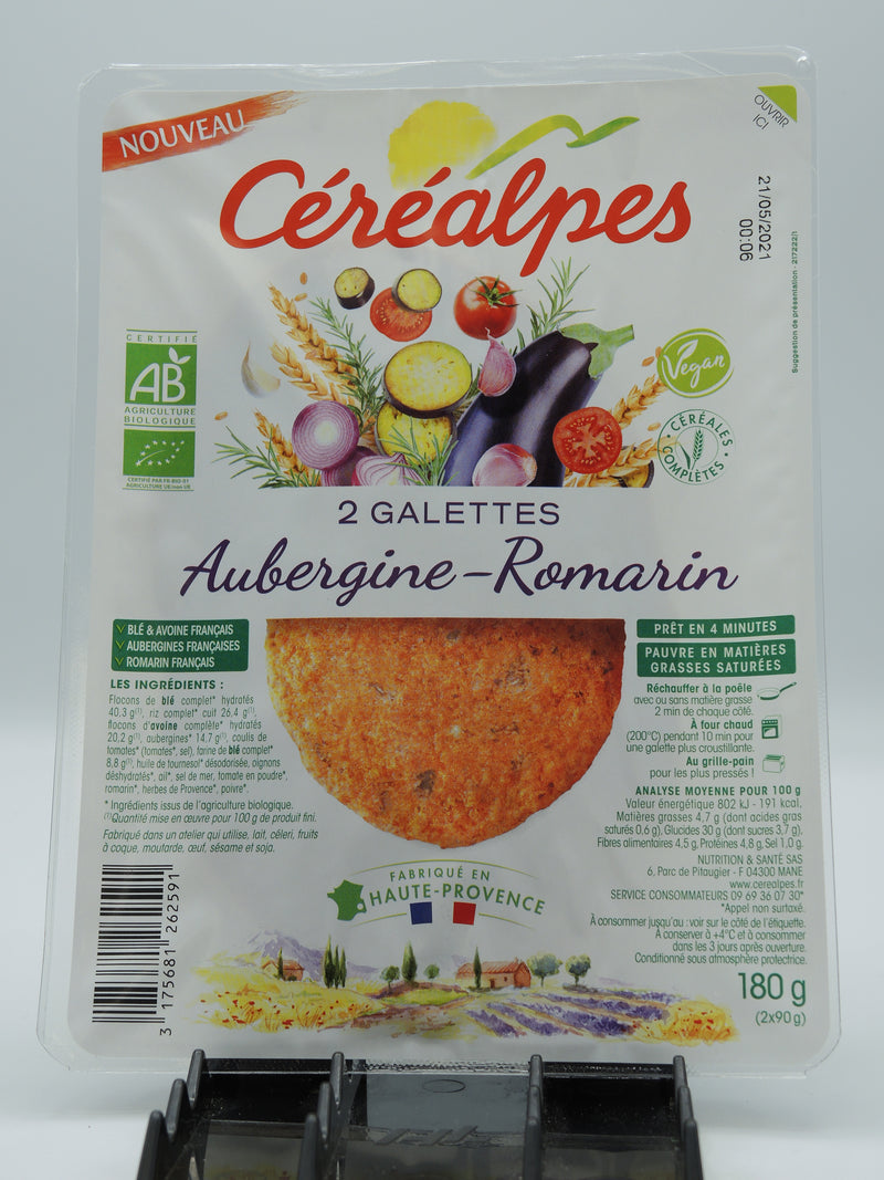Céréalpes, galettes  aubergines-romarin, 180g