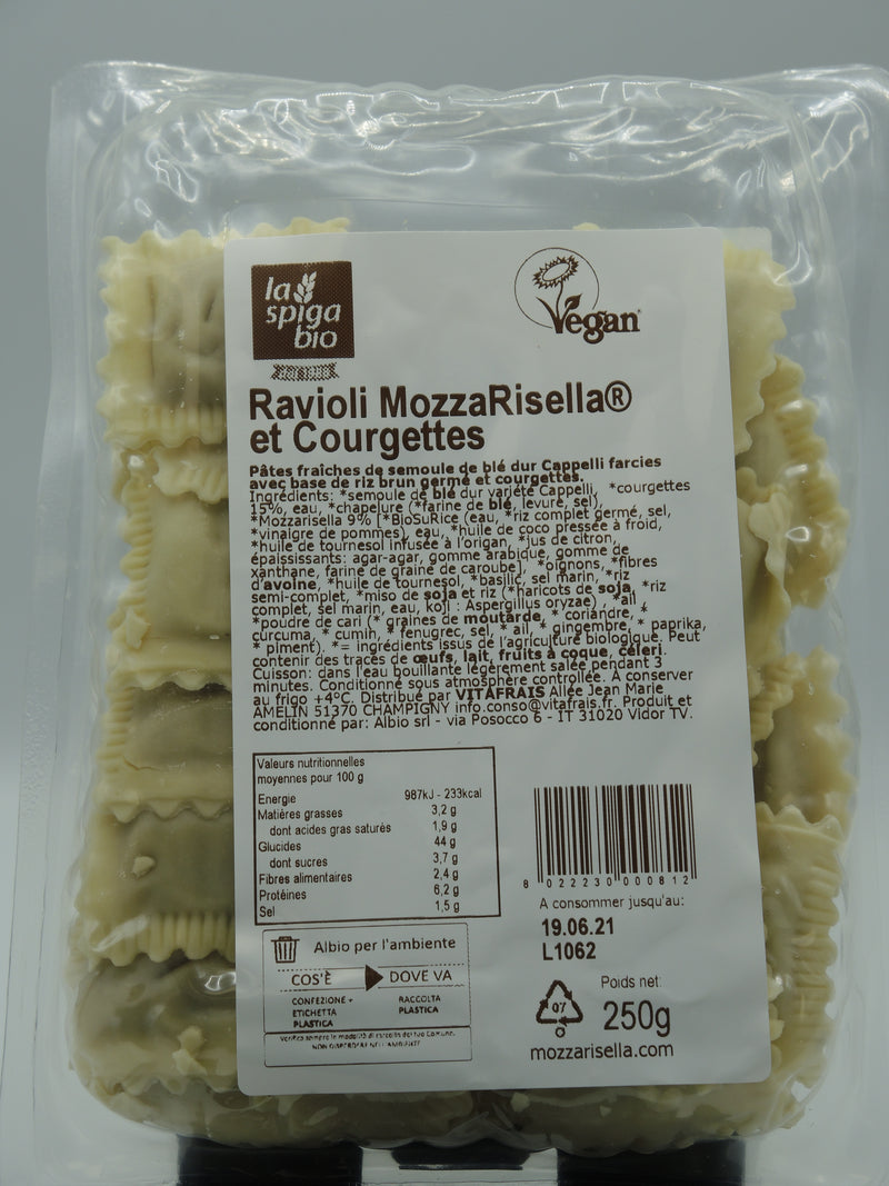 Ravioriselli® Mozzarisella® et Courgettes, 250g, la Spiga bio