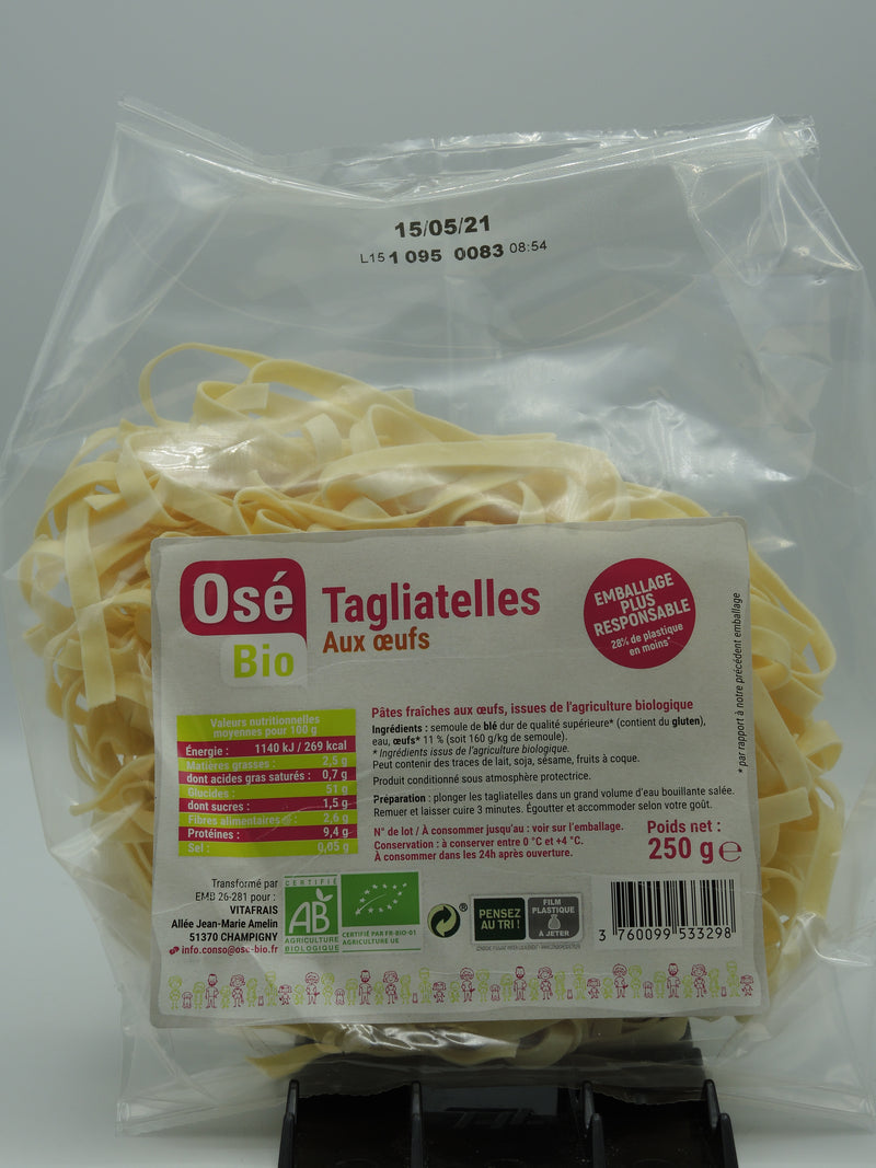 Tagliatelles aux oeufs, 250g, Osé bio