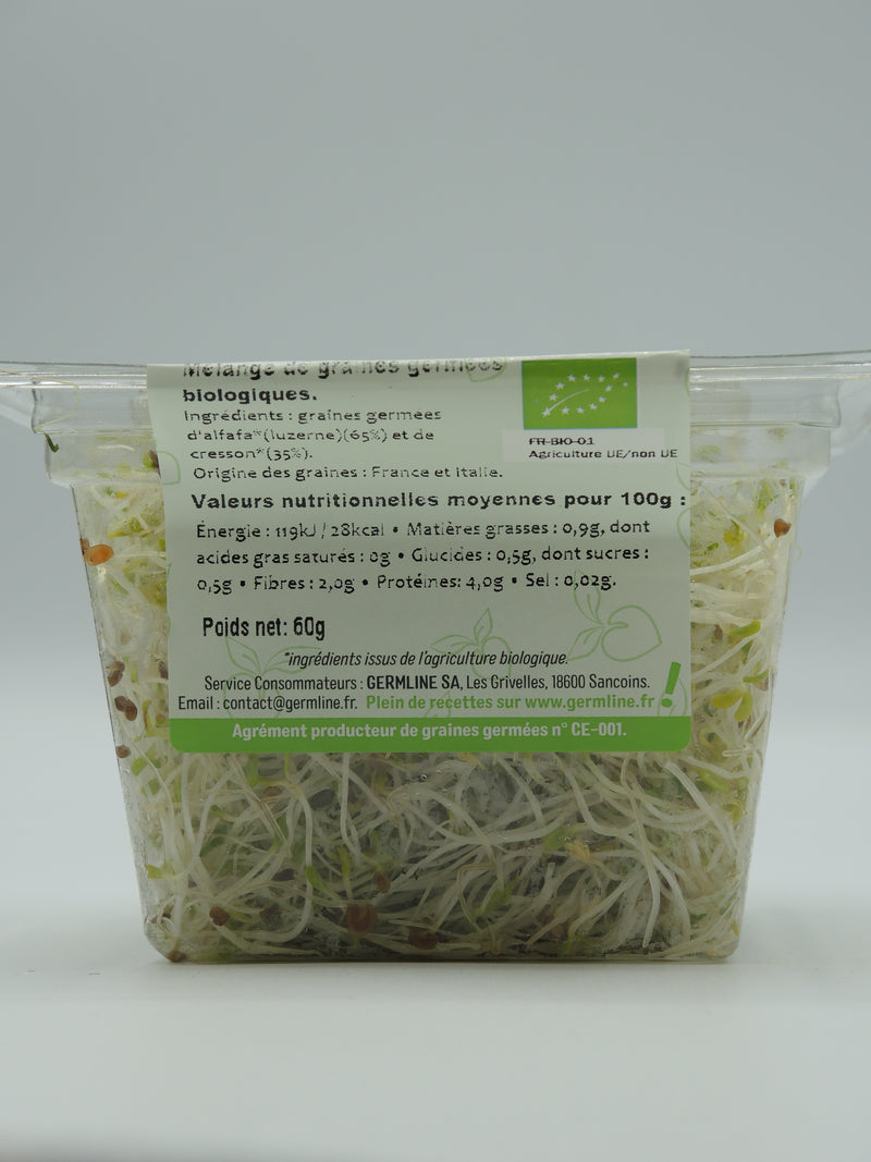 Graines germées, mélange alfalfa & cresson, 60g, Germline