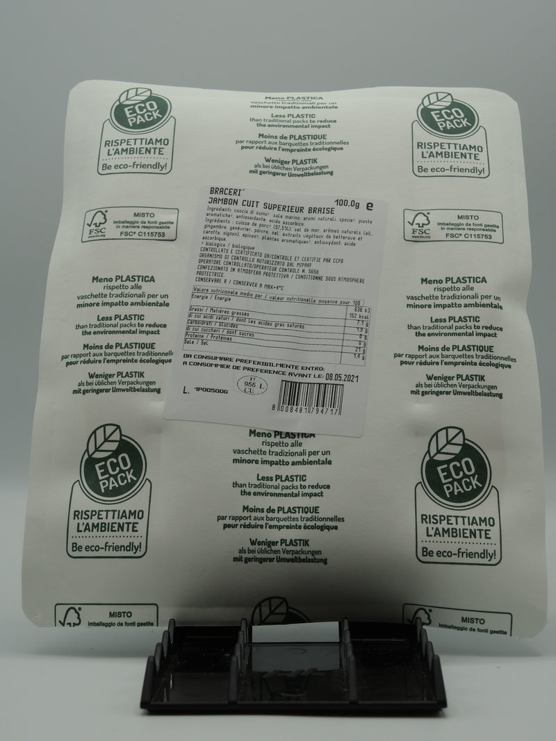 Jambon cuit au basilic, 100g, le Bio delizie