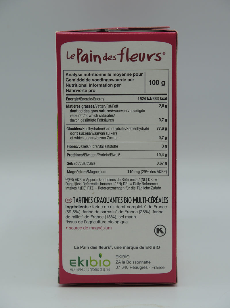 Tartines Craquantes Bio Multicéréales, 150g, le Pain des Fleurs