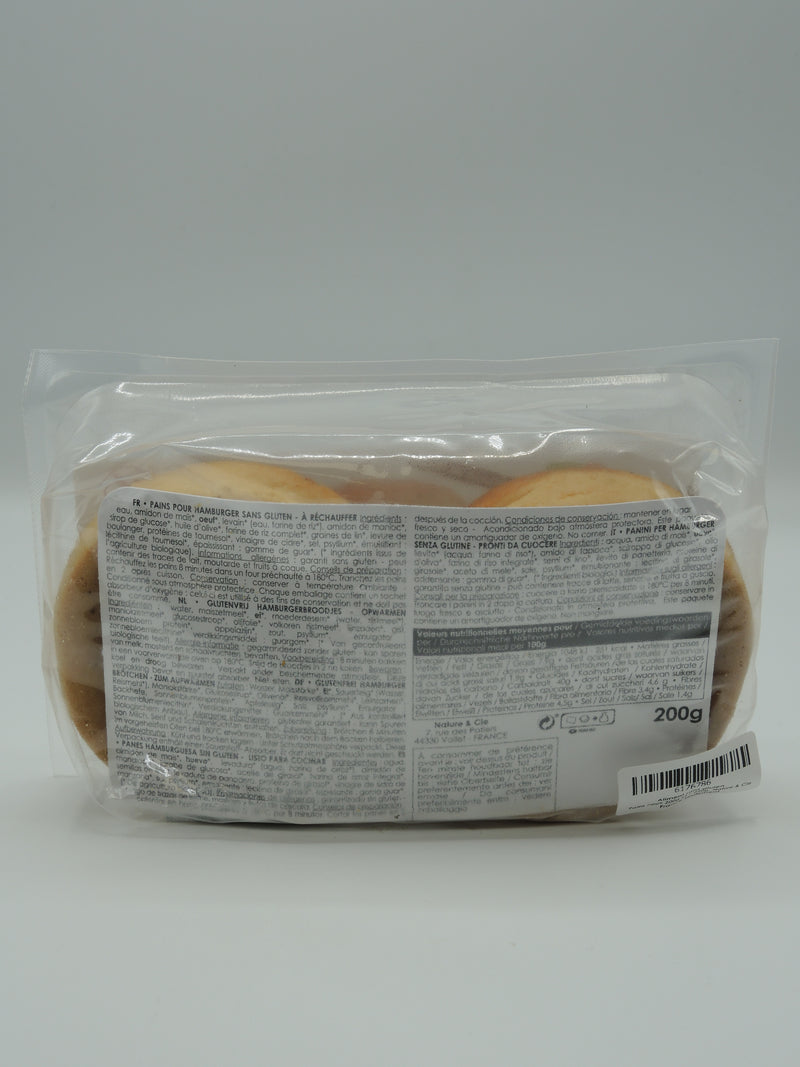Pains burger, sans gluten, 200g, Nature & Cie