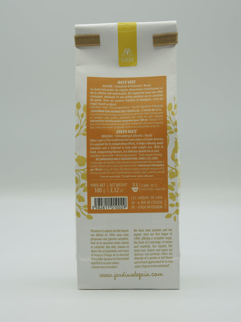 Maté vert bio STIMULANT & DRAINANT, 100g, Jardins de Gaïa