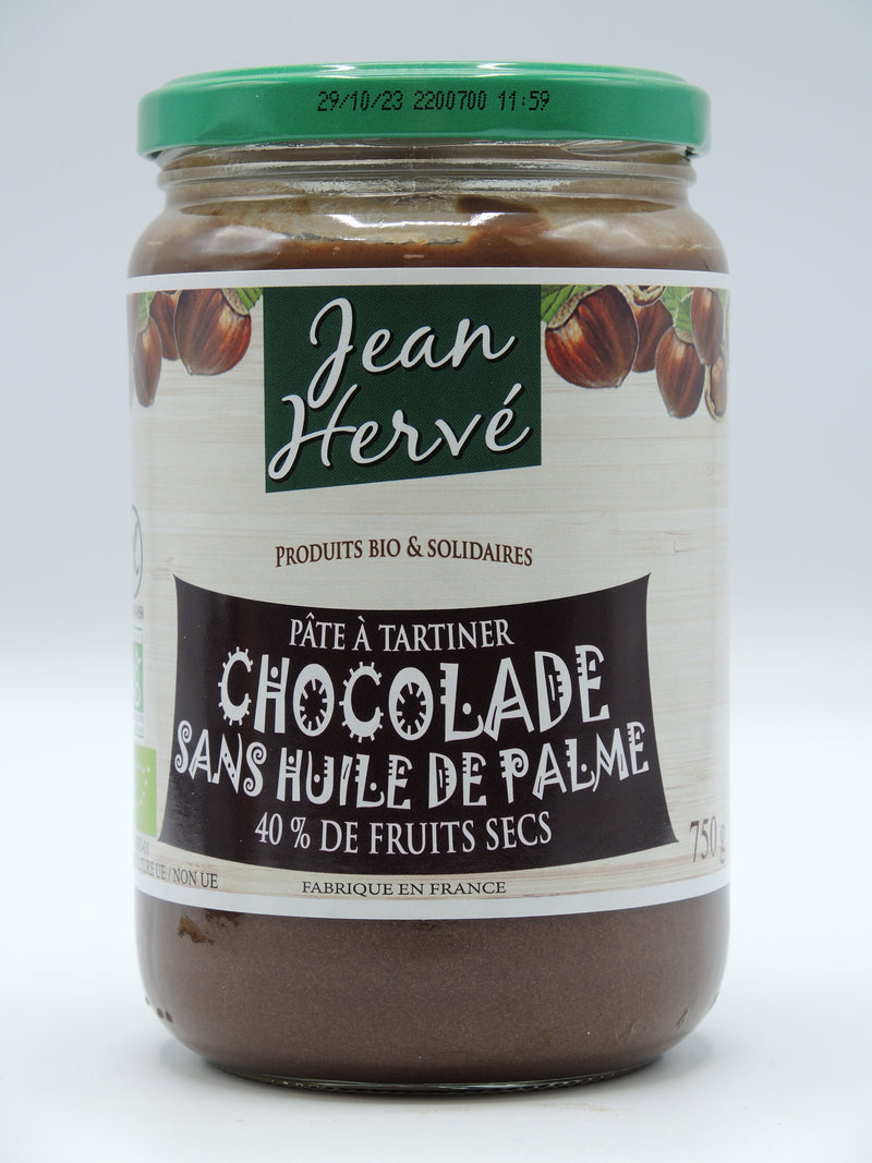 Pâte à tartiner, CHOCOLADE SANS HUILE DE PALME, 750g, Jean Hervé