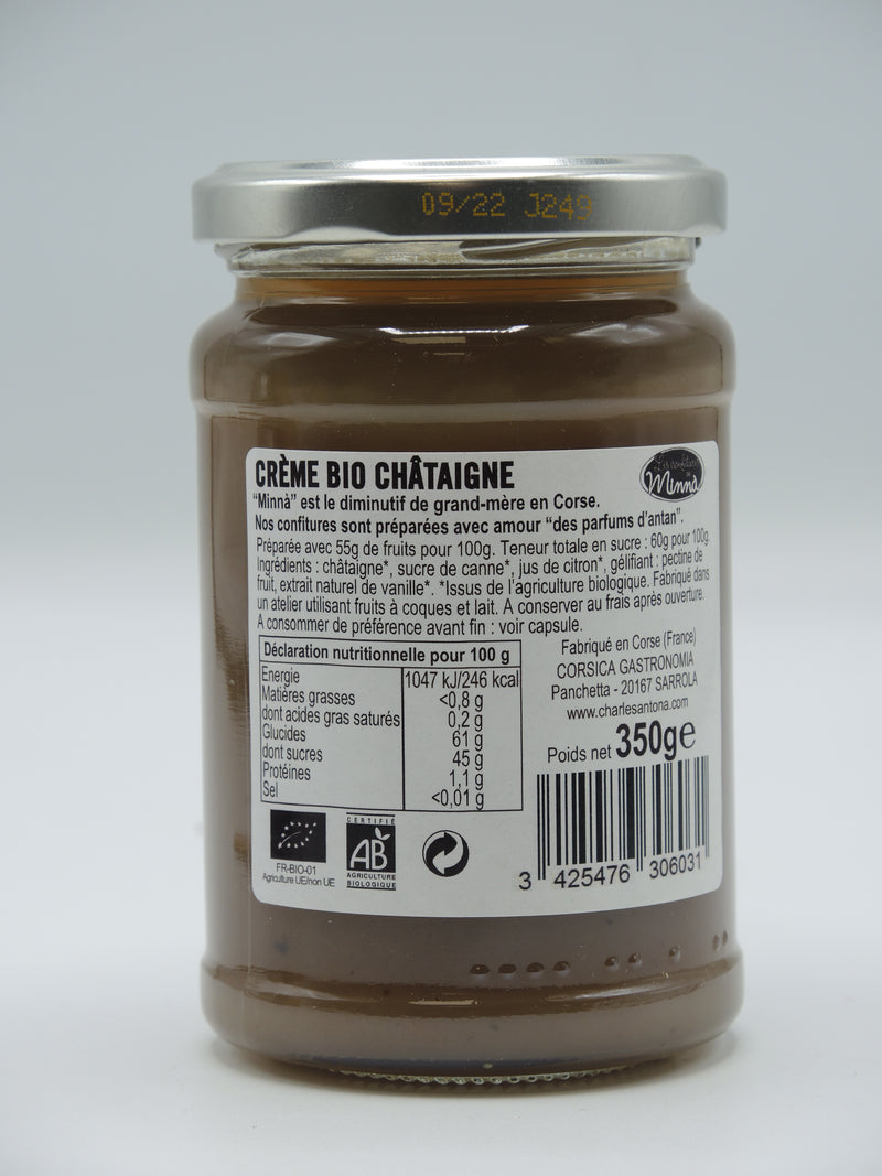 Crème bio de Corse Châtaignes, 350g, les Confitures de Minna