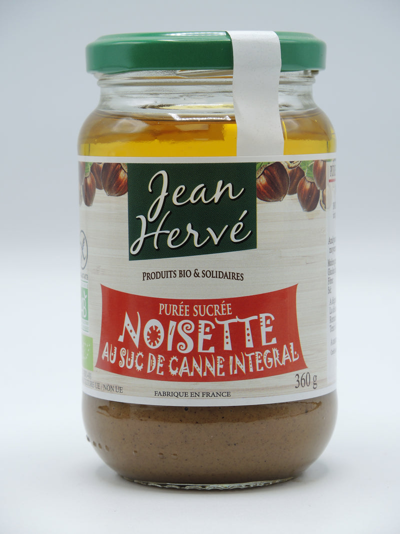 PUREE DE NOISETTES AU SUCRE DE CANNE INTEGRAL, 360g, Jean Hervé